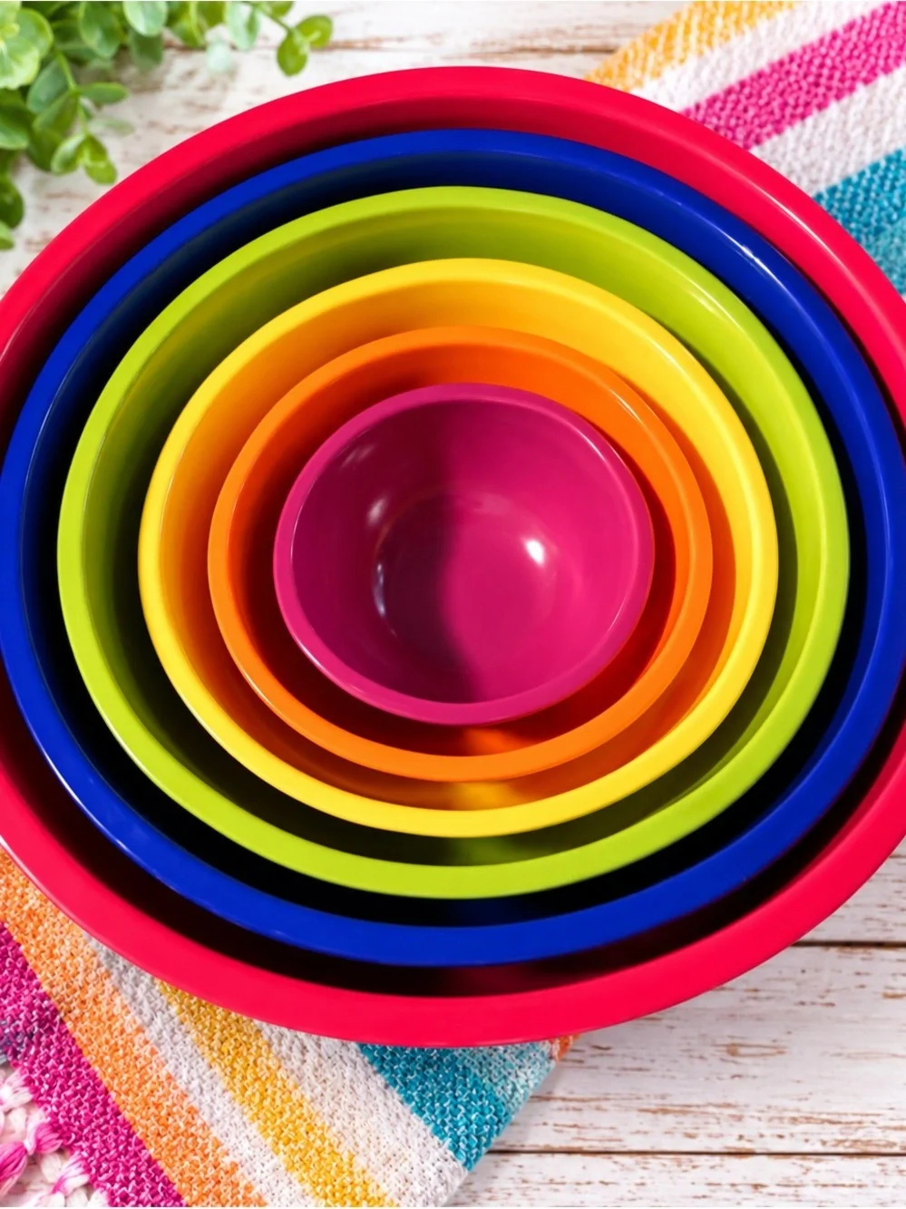 OGG 5 New Colorful Melamine Nesting Mixing Bowls - Rainbow Set